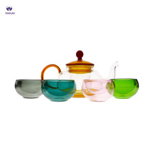 2017 HOT SALES hand made heat resistant borosilicate glass teapot glass tea set glass pot